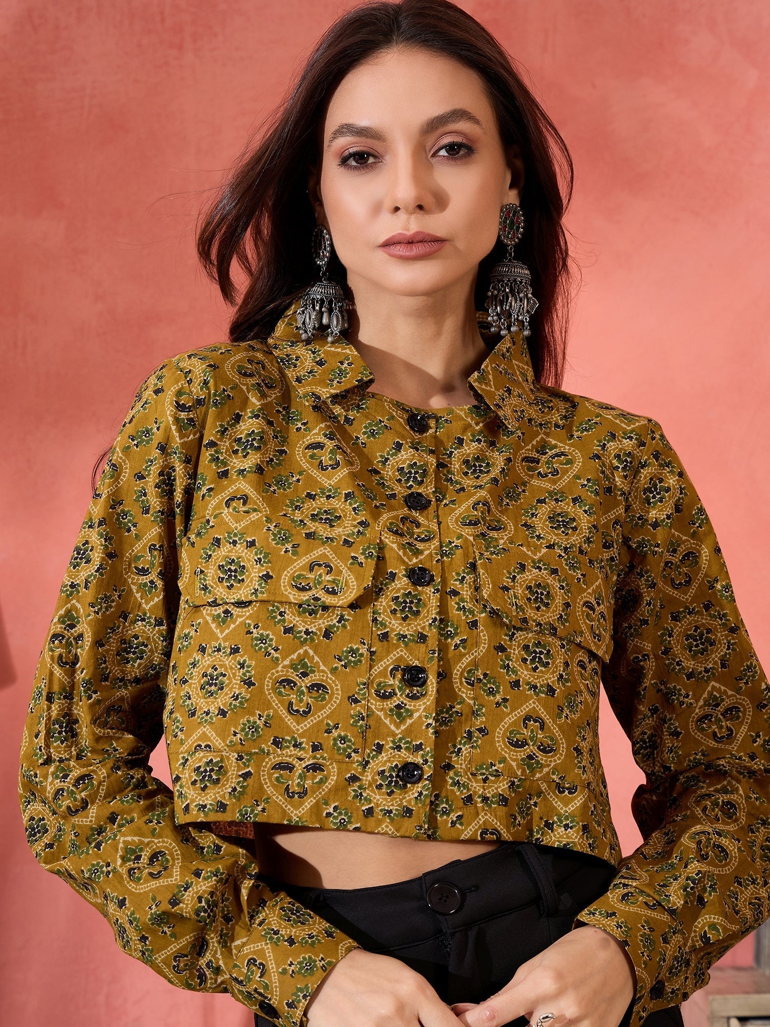 InWeave Dark Yellow Kalamkari Pocket Jacket