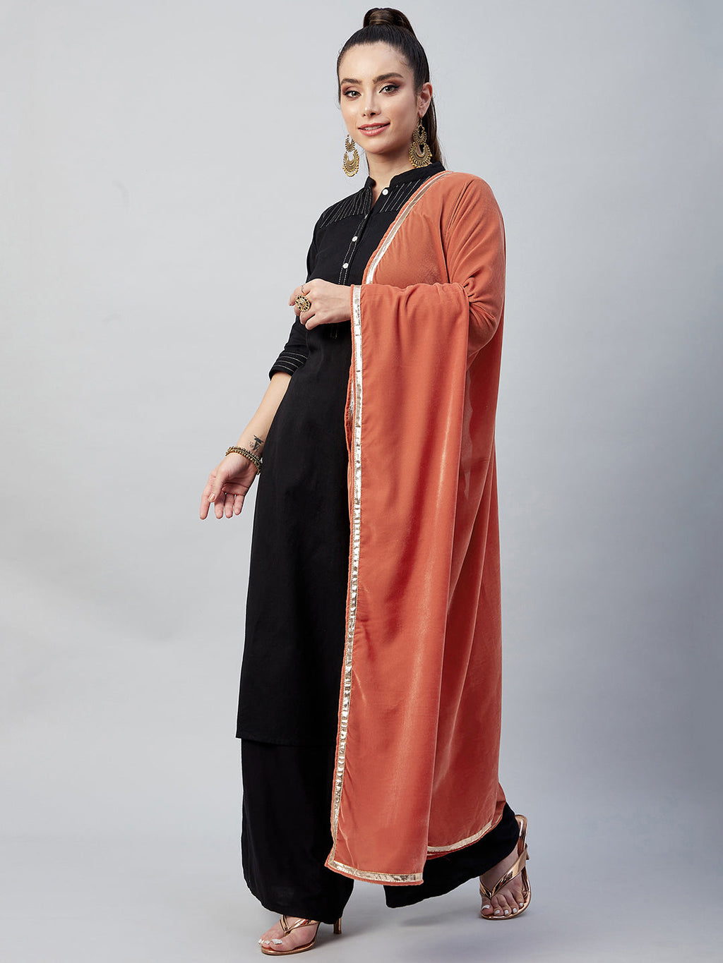 InWeave Rust Solid Velvet Shawl