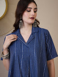 InWeave Indigo Stripe Kantha Collar Dress