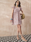 InWeave Ivory Tree Parrot Short Dress