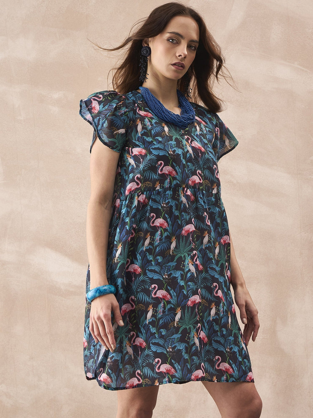 InWeave Black Swan Leaf Short Dress