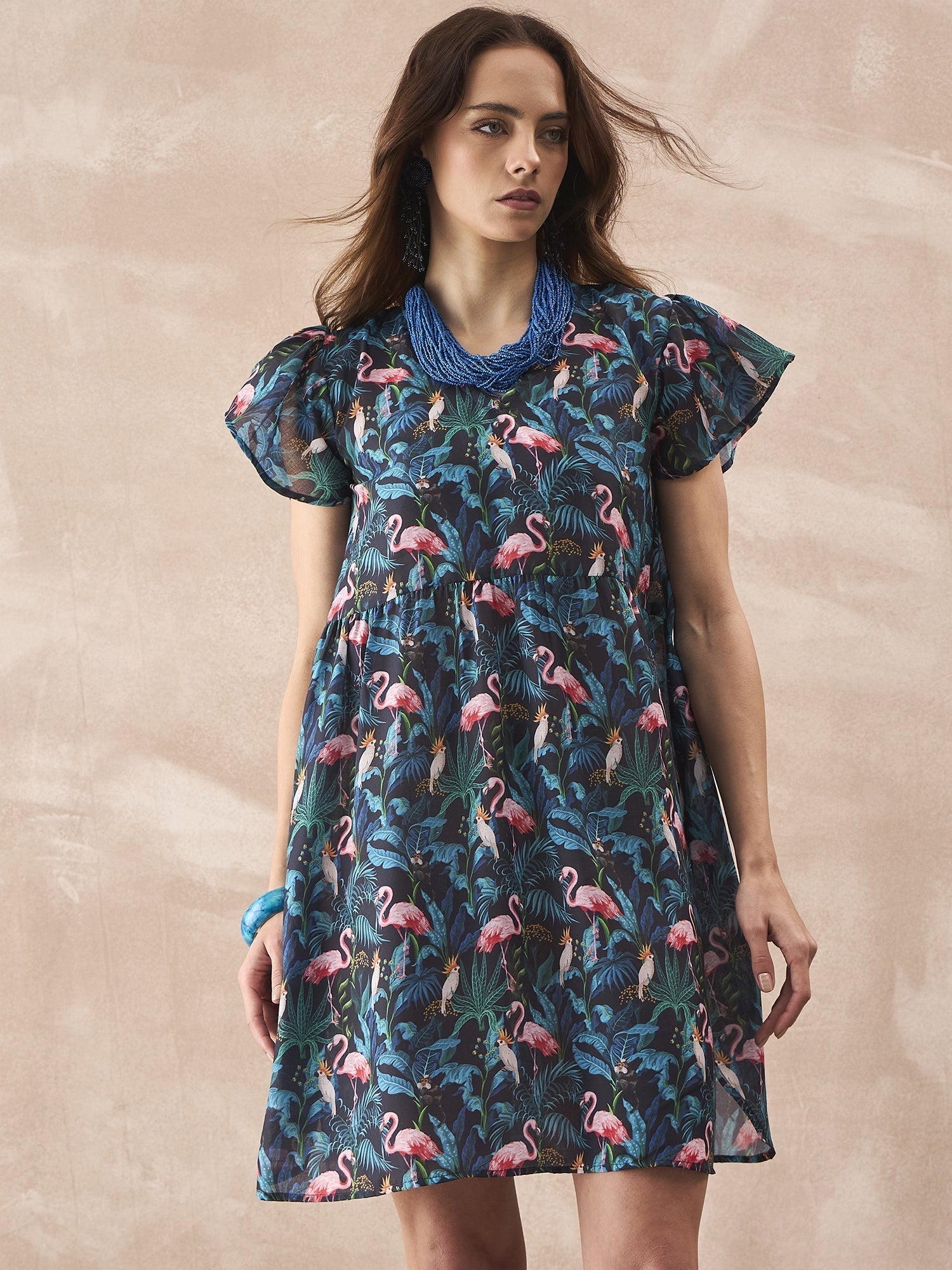 InWeave Black Swan Leaf Short Dress