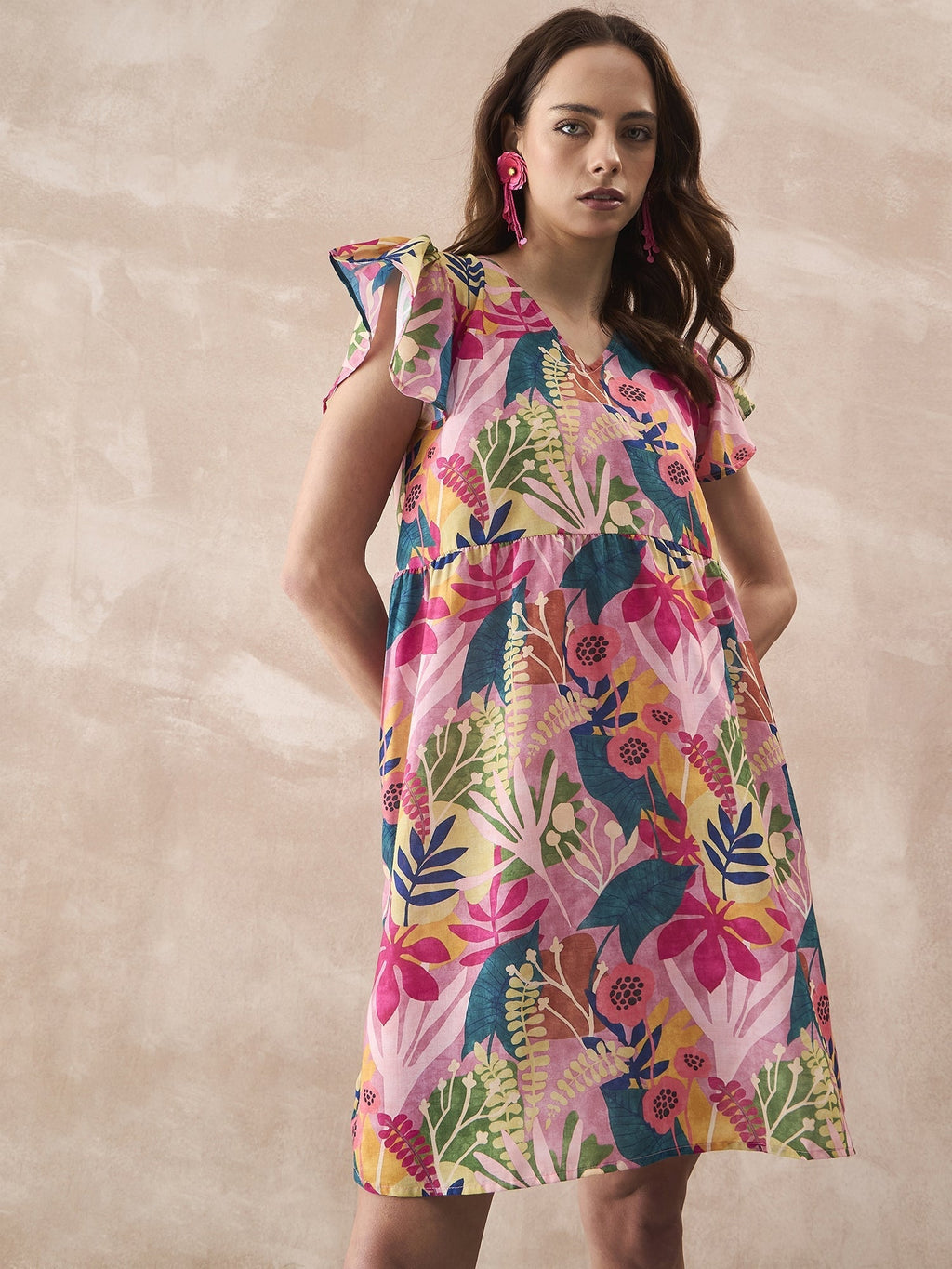 InWeave Leaf Multi Short Dress