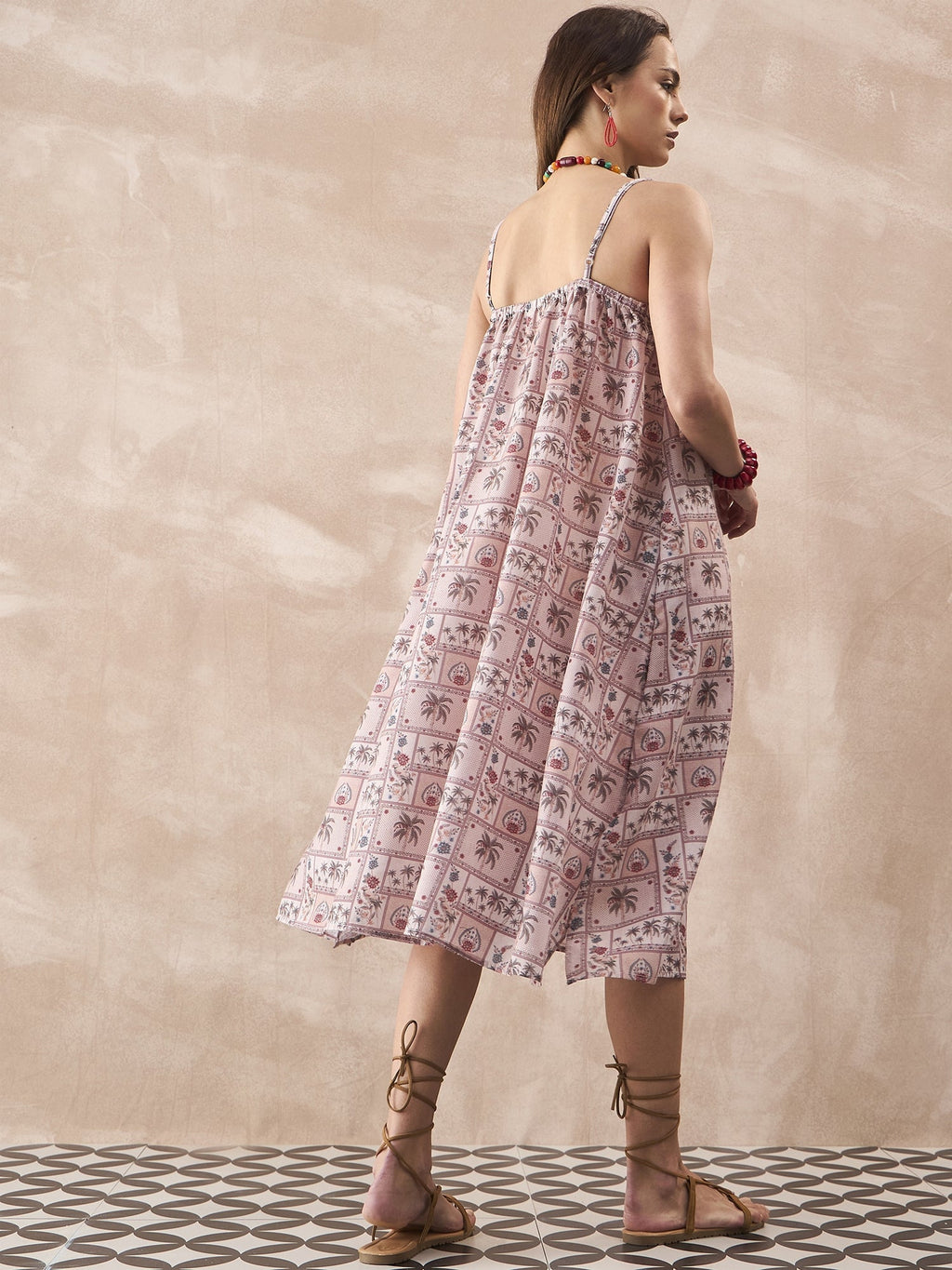 InWeave Ivory Tree Parrot Strappy Dress
