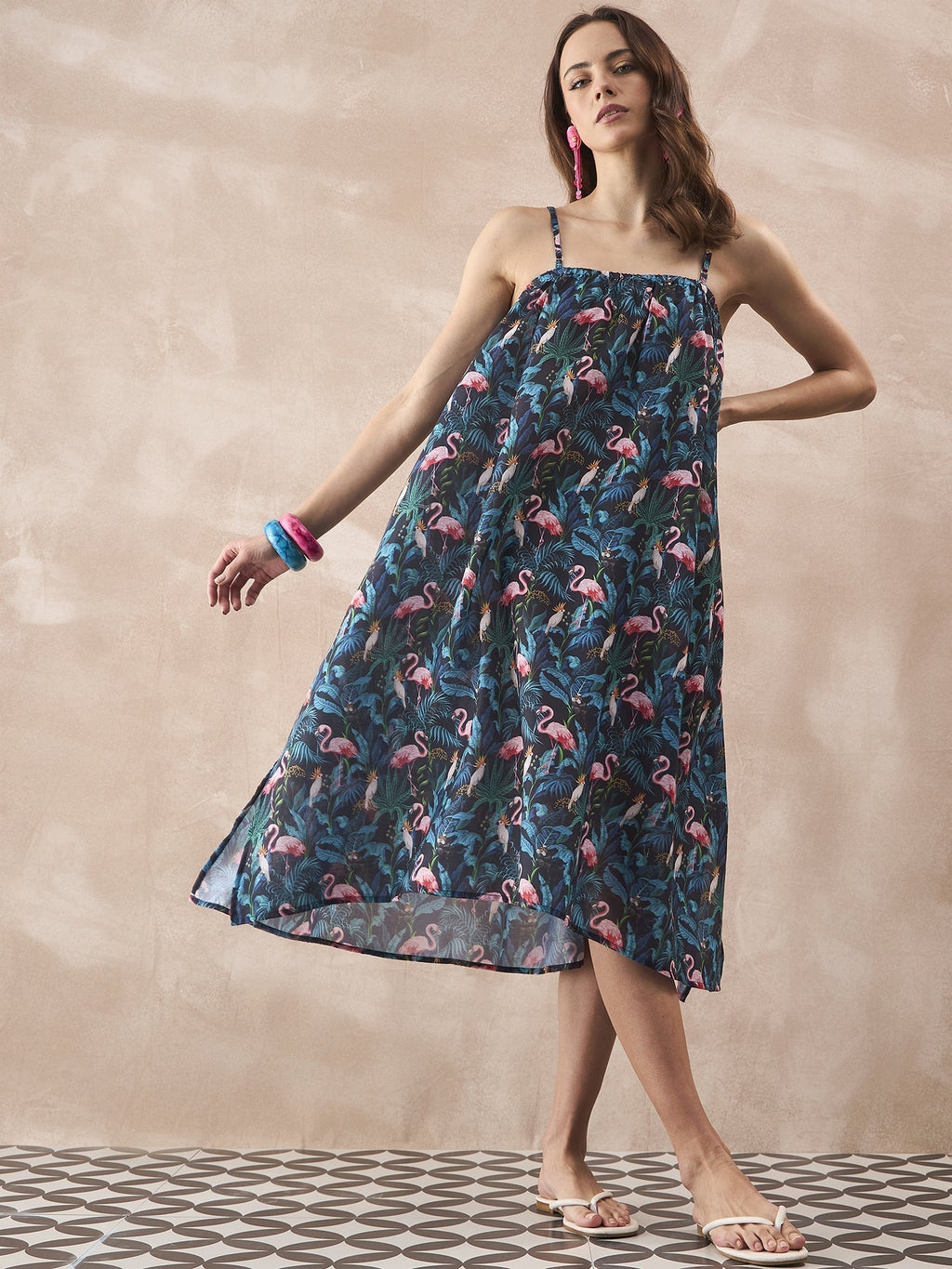 InWeave Black Swan Leaf Strappy Dress