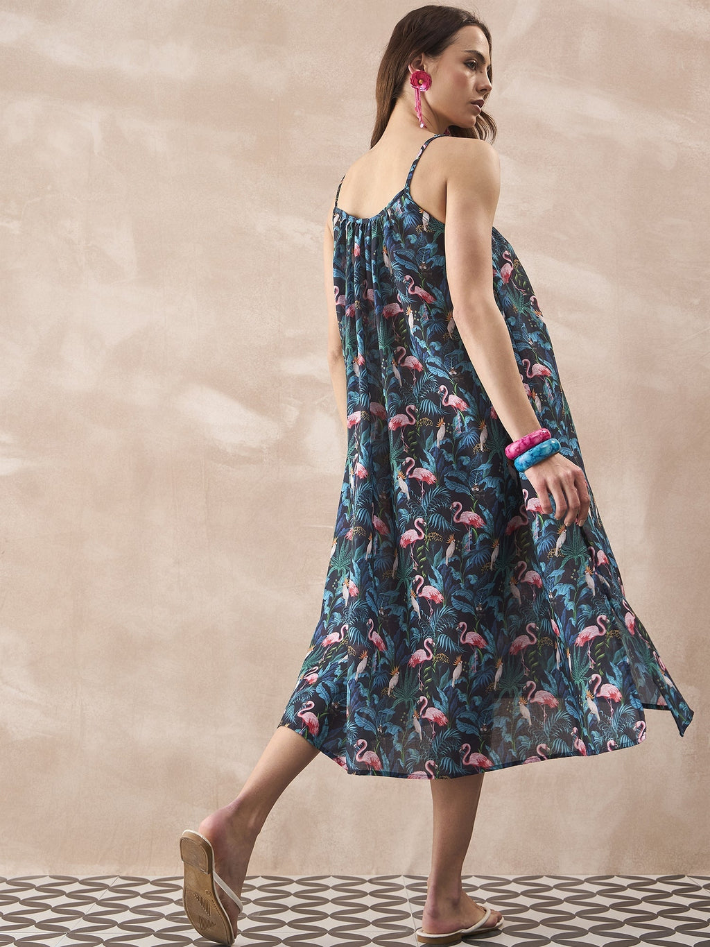 InWeave Black Swan Leaf Strappy Dress