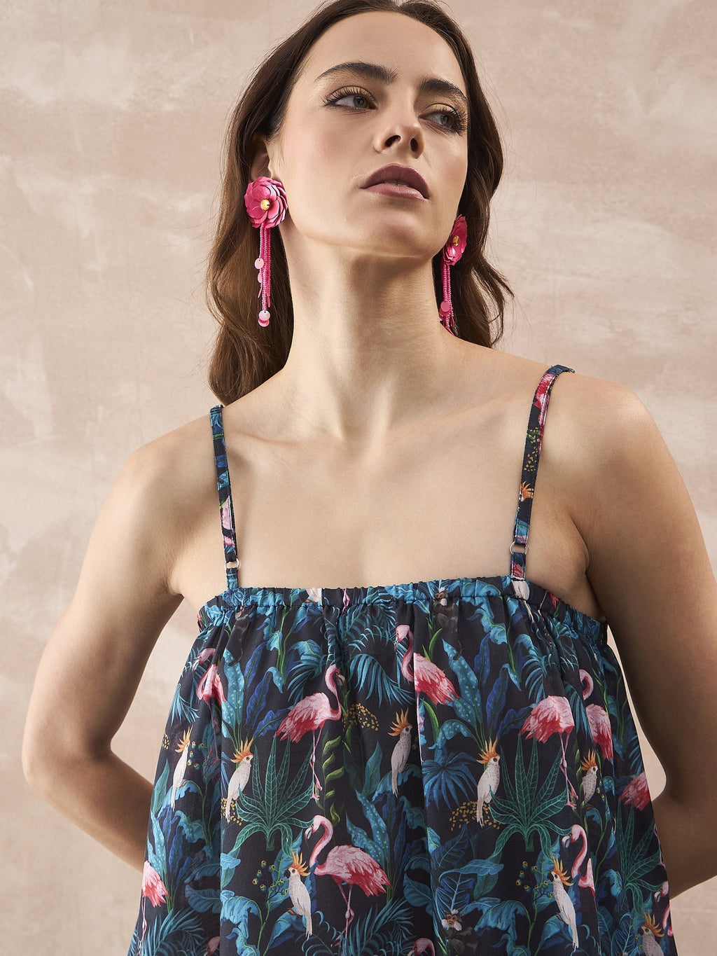 InWeave Black Swan Leaf Strappy Dress