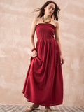InWeave Maroon Solid Off Shoulder Dress