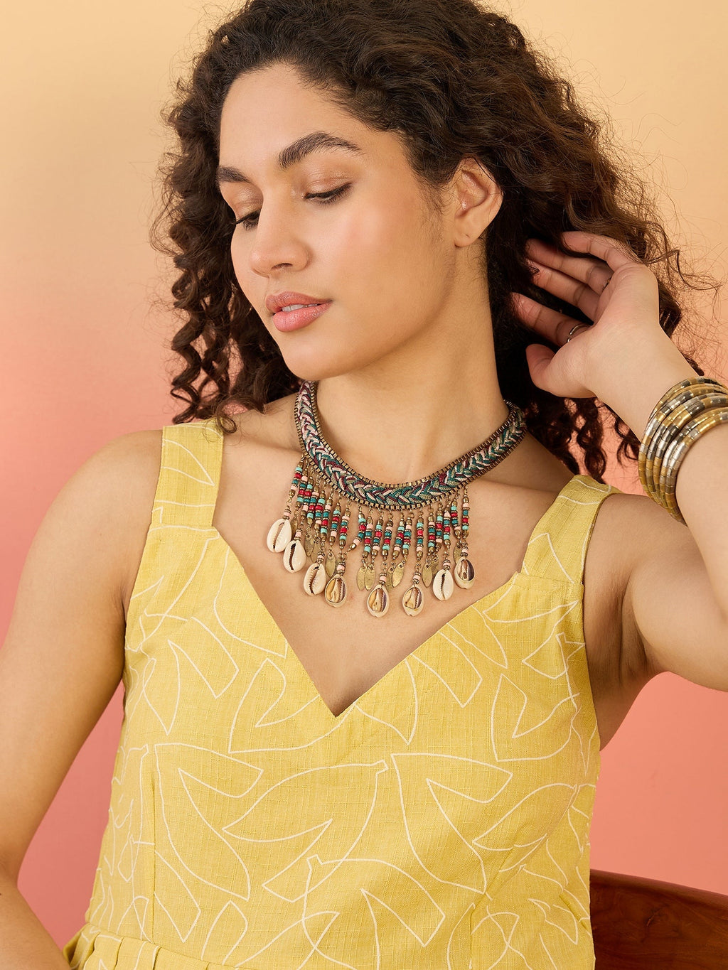 InWeave Light Yellow Rubber Sweetheart Dress