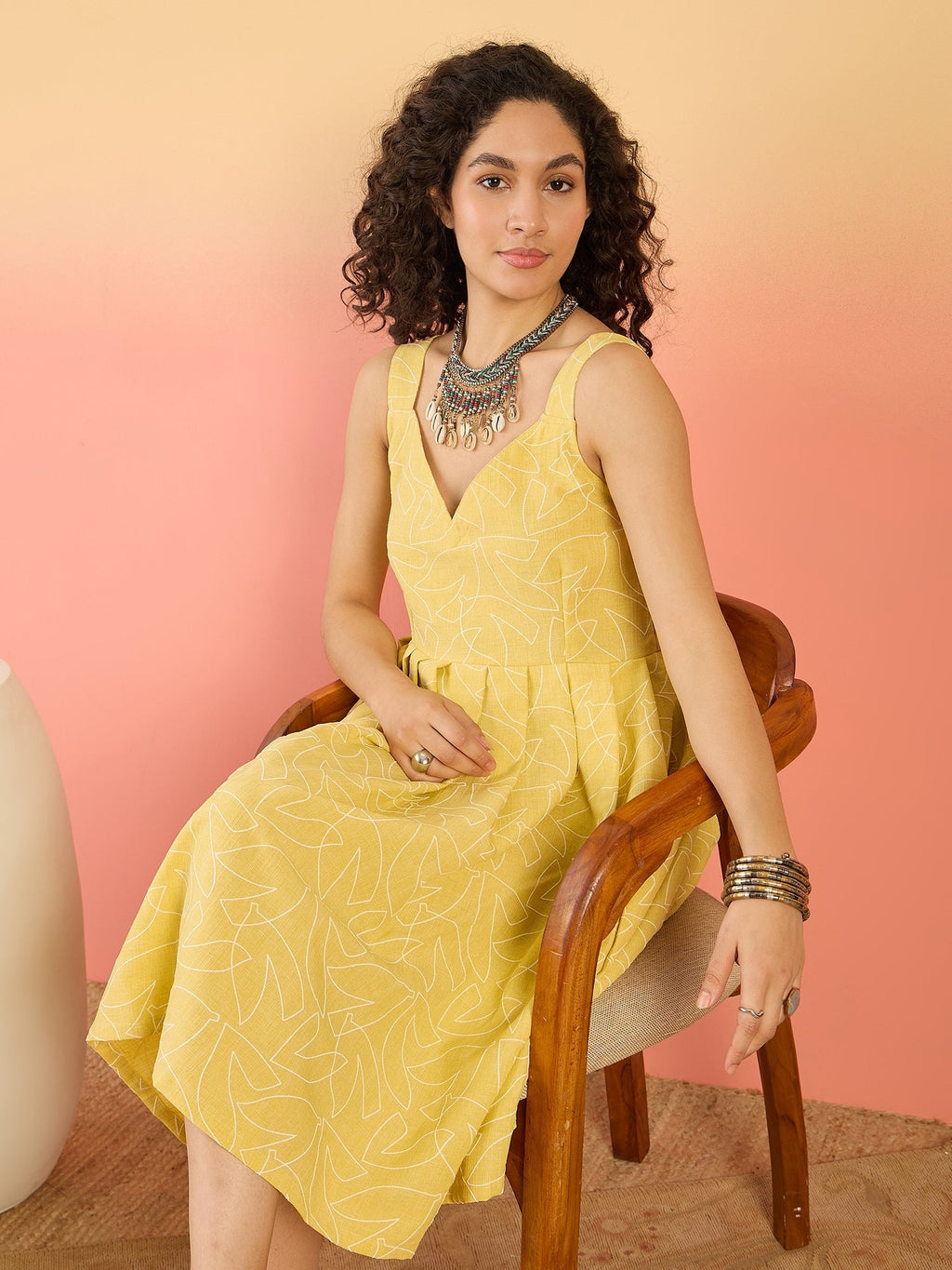 InWeave Light Yellow Rubber Sweetheart Dress