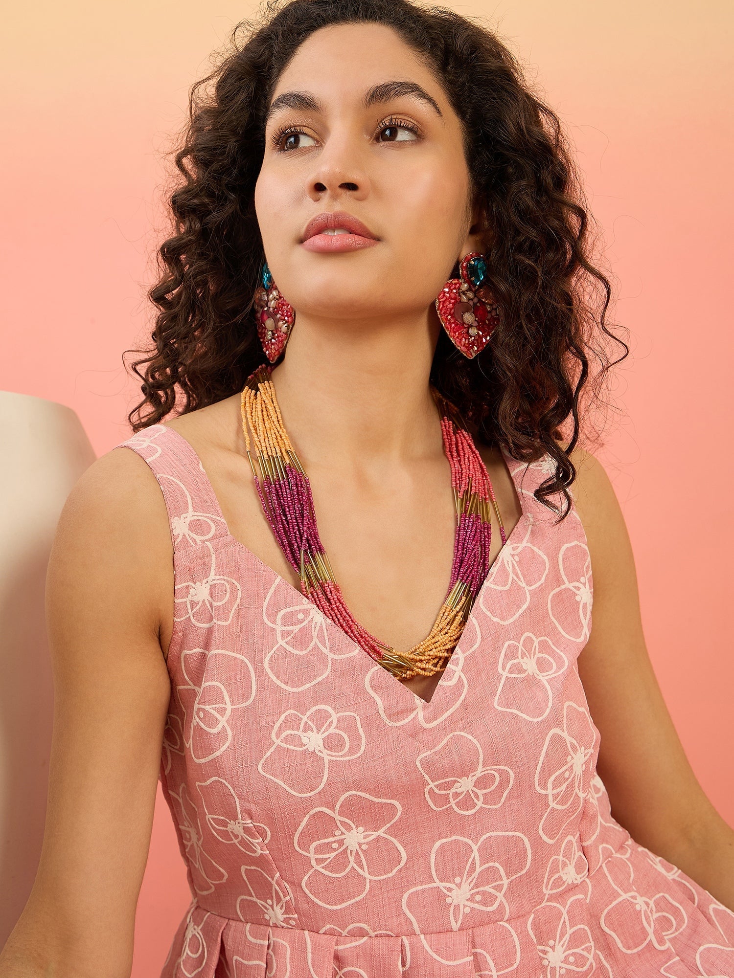 InWeave Pastel Peach Rubber Sweetheart Dress