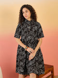 InWeave Black White Rubber Collar Dress