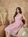 InWeave Light Pink Georgette Backless Dress