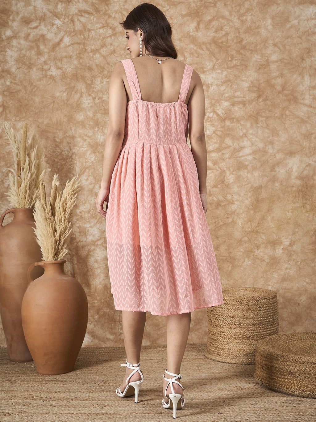 InWeave Peach Georgette Sweetheart Dress