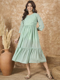 InWeave Mint Green Georgette R Neck Dress
