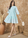 InWeave Sky Blue Chiffon Short Dress