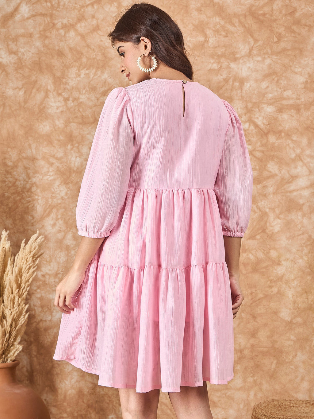 InWeave Pink Chiffon Short Dress