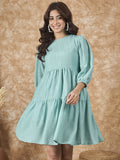 InWeave Cadet Blue Chiffon Short Dress