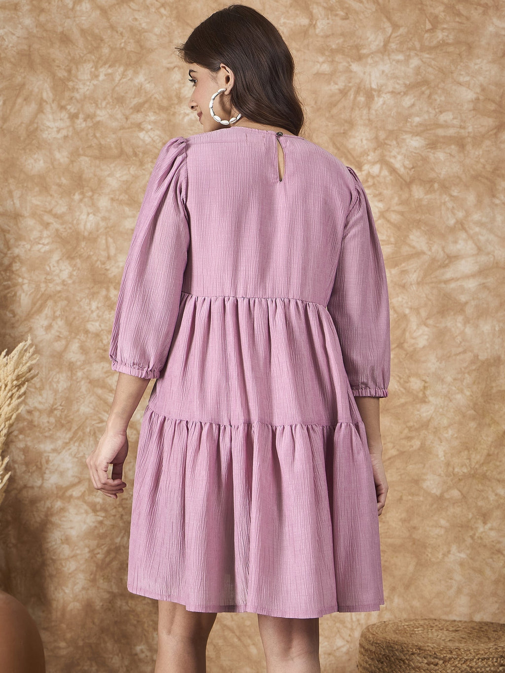 InWeave Mulberry Pink Chiffon Short Dress