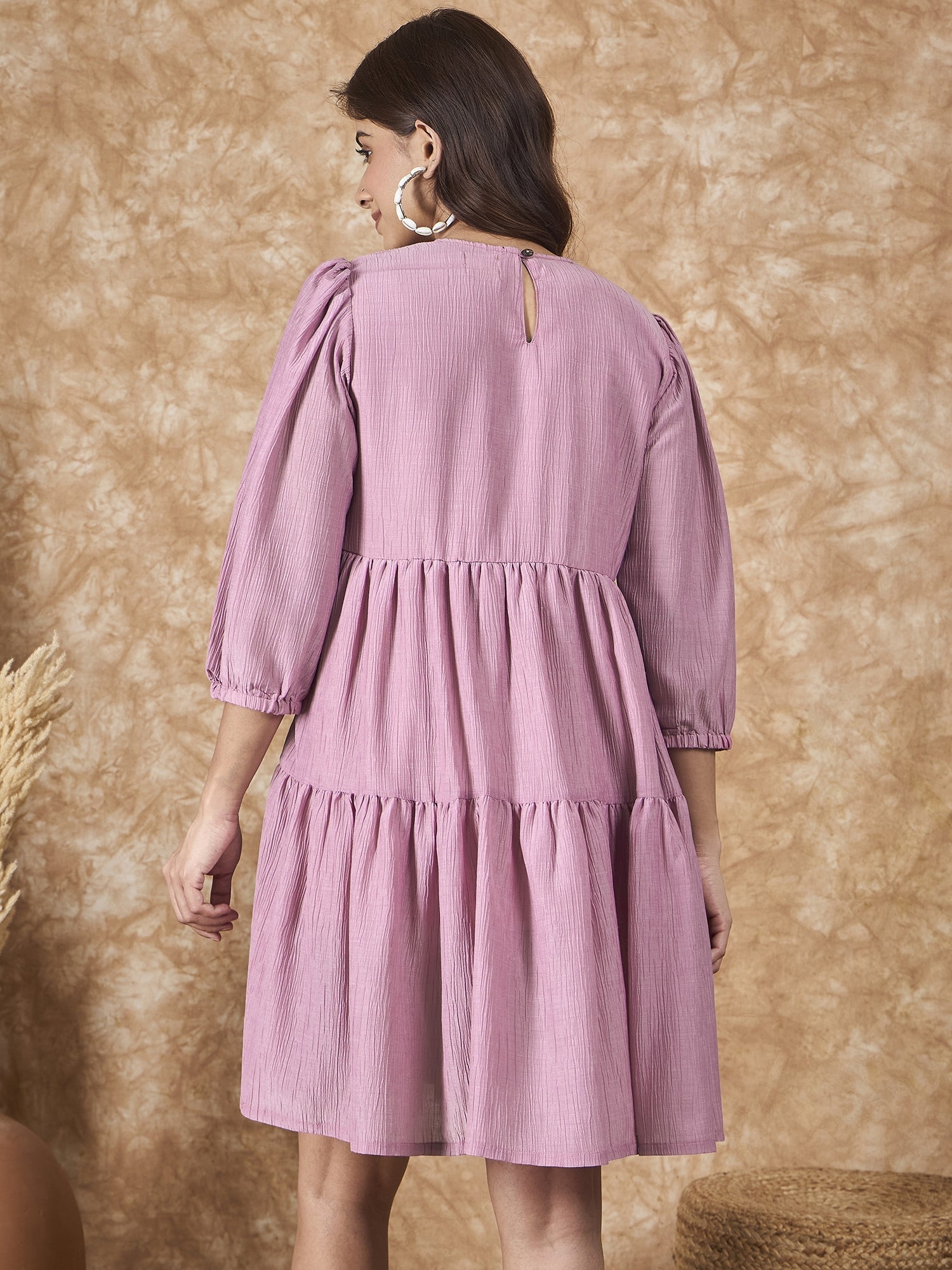 InWeave Mulberry Pink Chiffon Short Dress