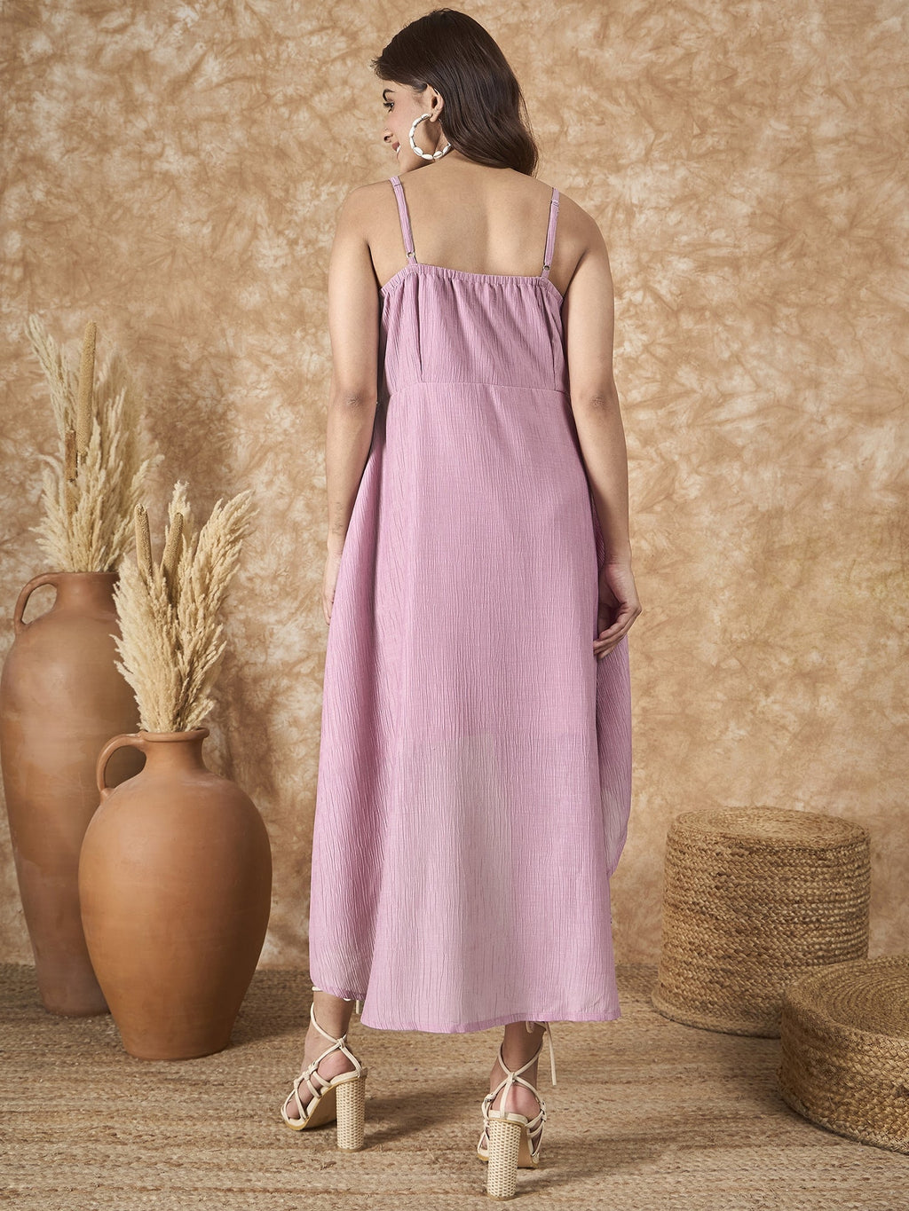 InWeave Mulberry Pink Chiffon Frill Dress