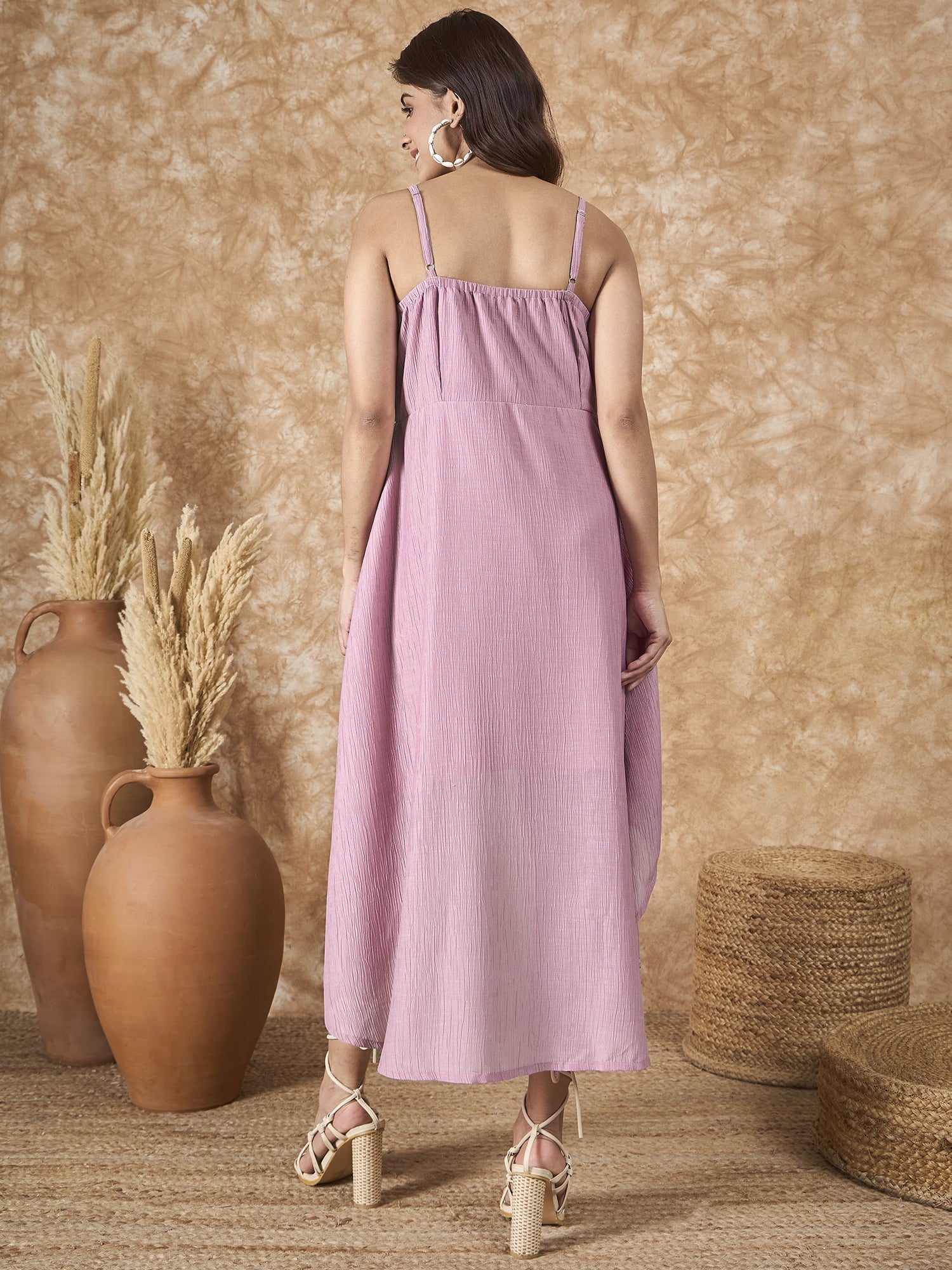 InWeave Mulberry Pink Chiffon Frill Dress