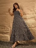 InWeave Black Arrow Ikkat Tiered Dress