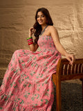 InWeave Peach Floral Print Tiered Dress