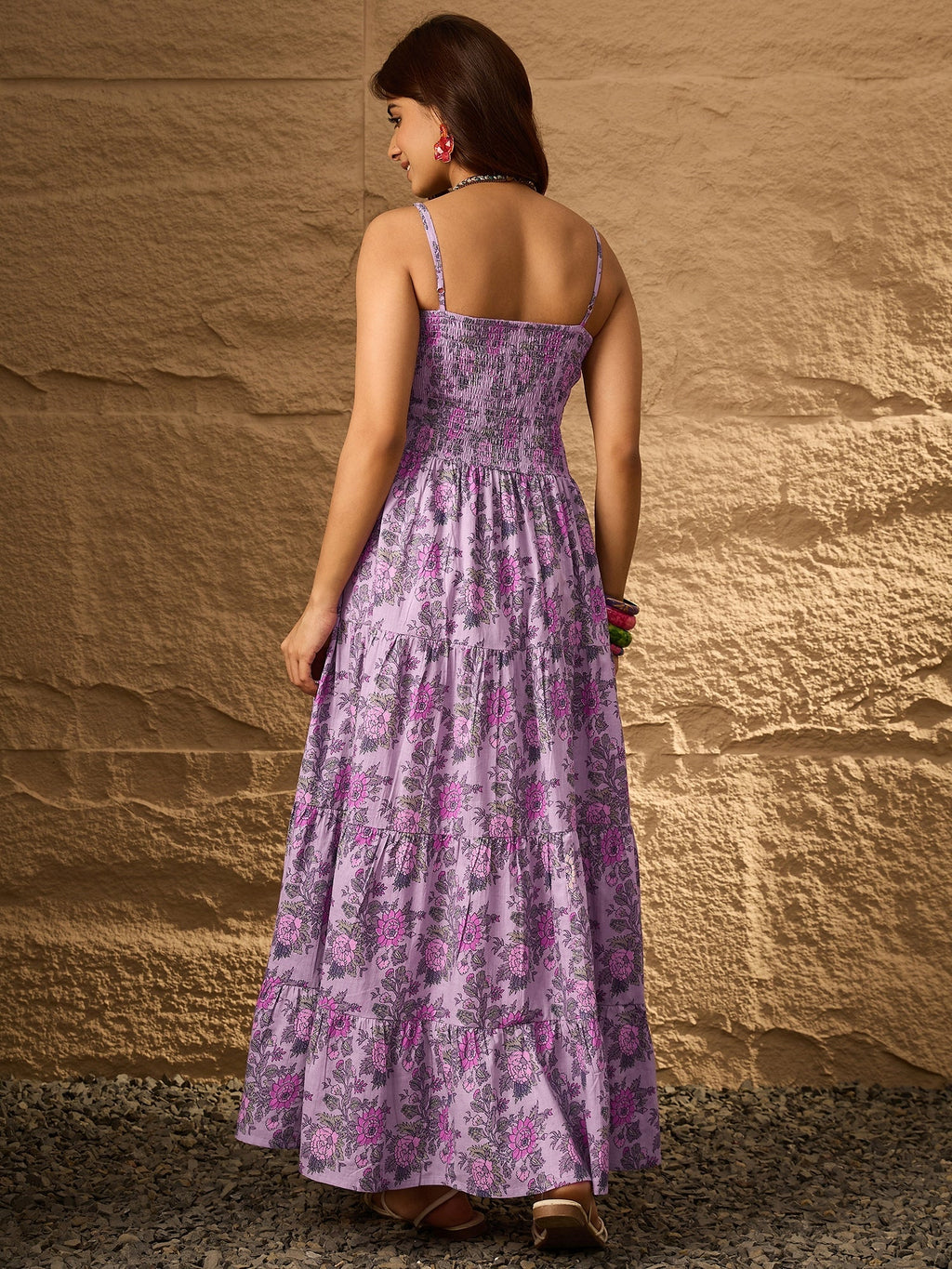 InWeave Lavender Floral Tiered Dress