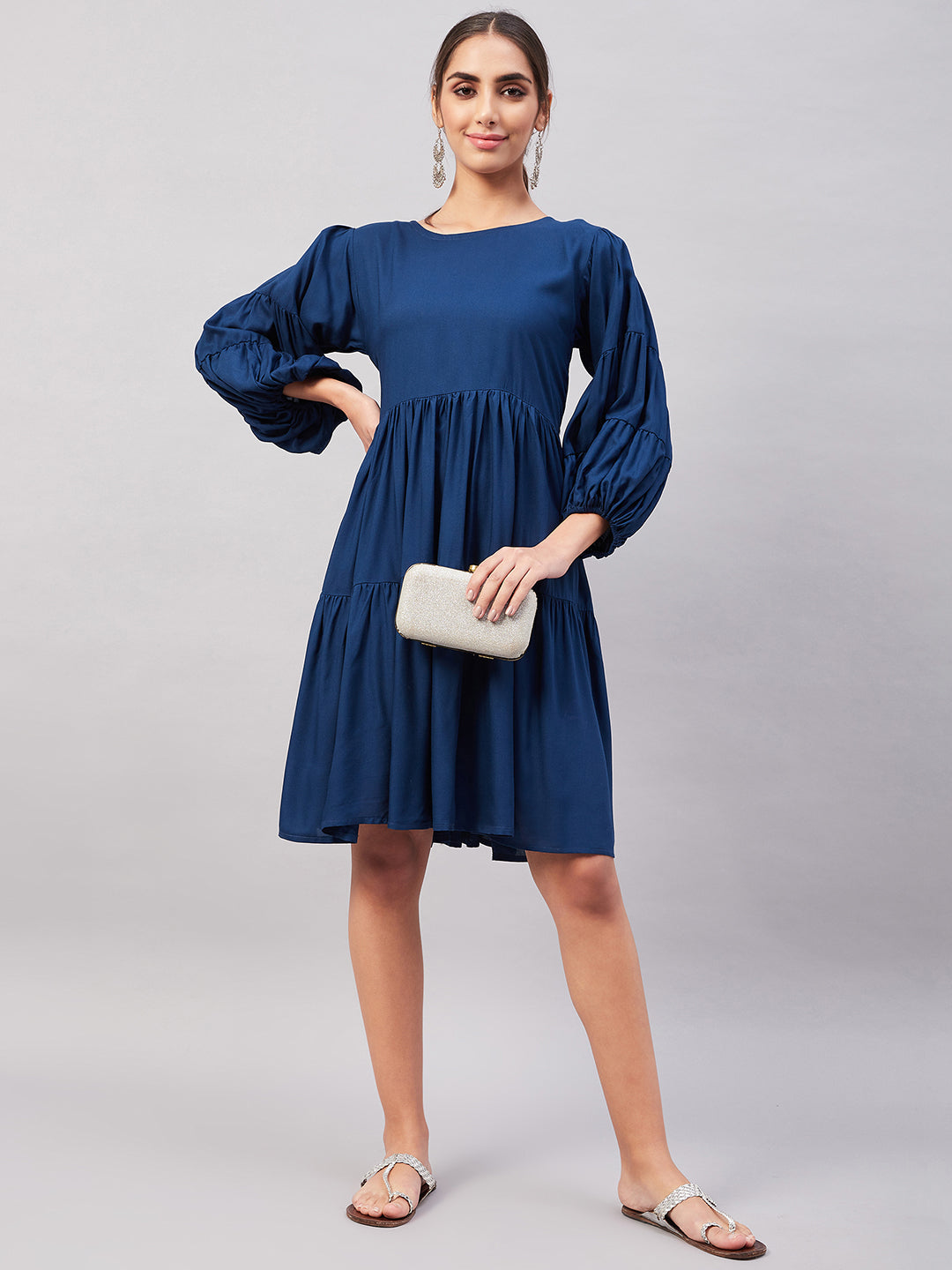 InWeave Teal Blue Flared Dress