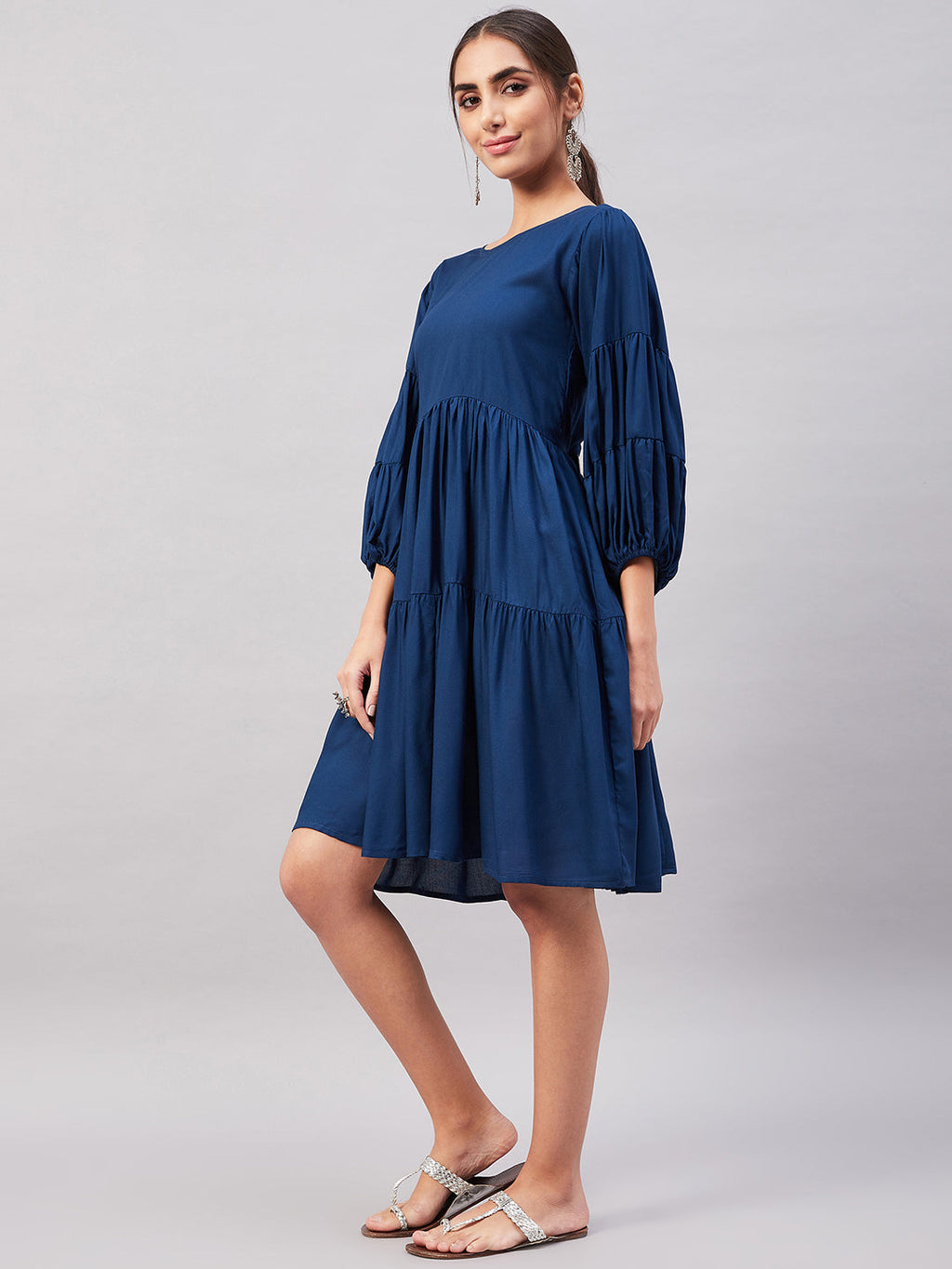 InWeave Teal Blue Flared Dress