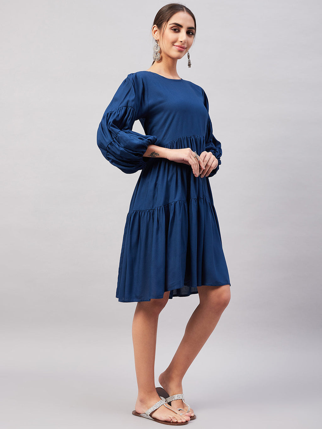 InWeave Teal Blue Flared Dress