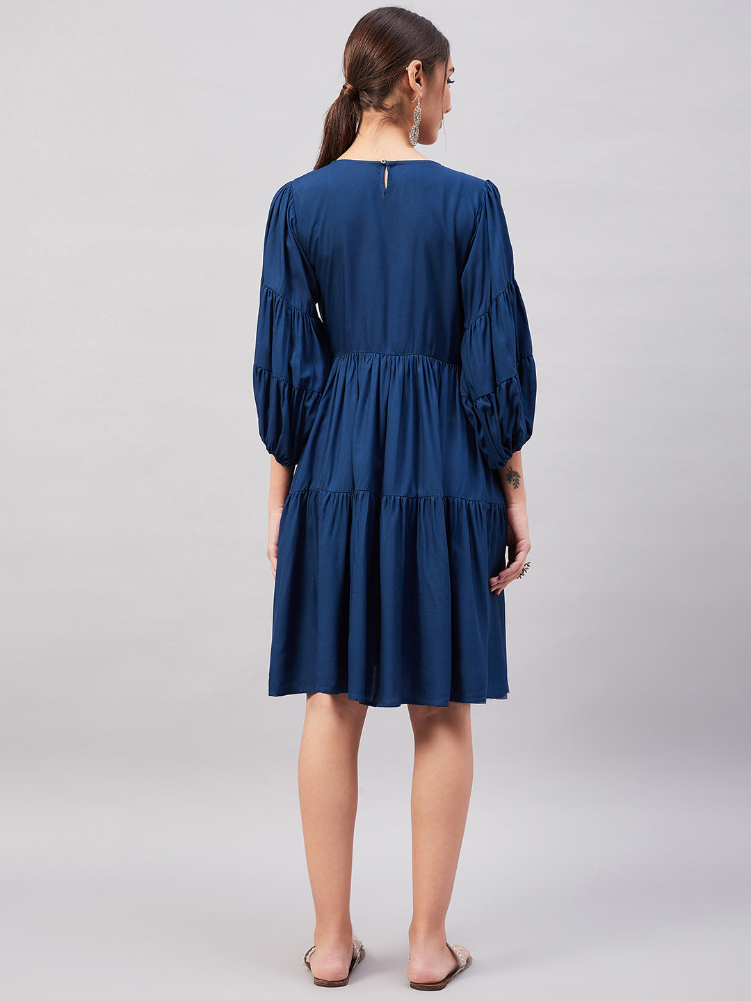 InWeave Teal Blue Flared Dress