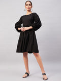 InWeave Solid Black Flared Dress