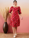 InWeave Red Bishop Sleeve Dress
