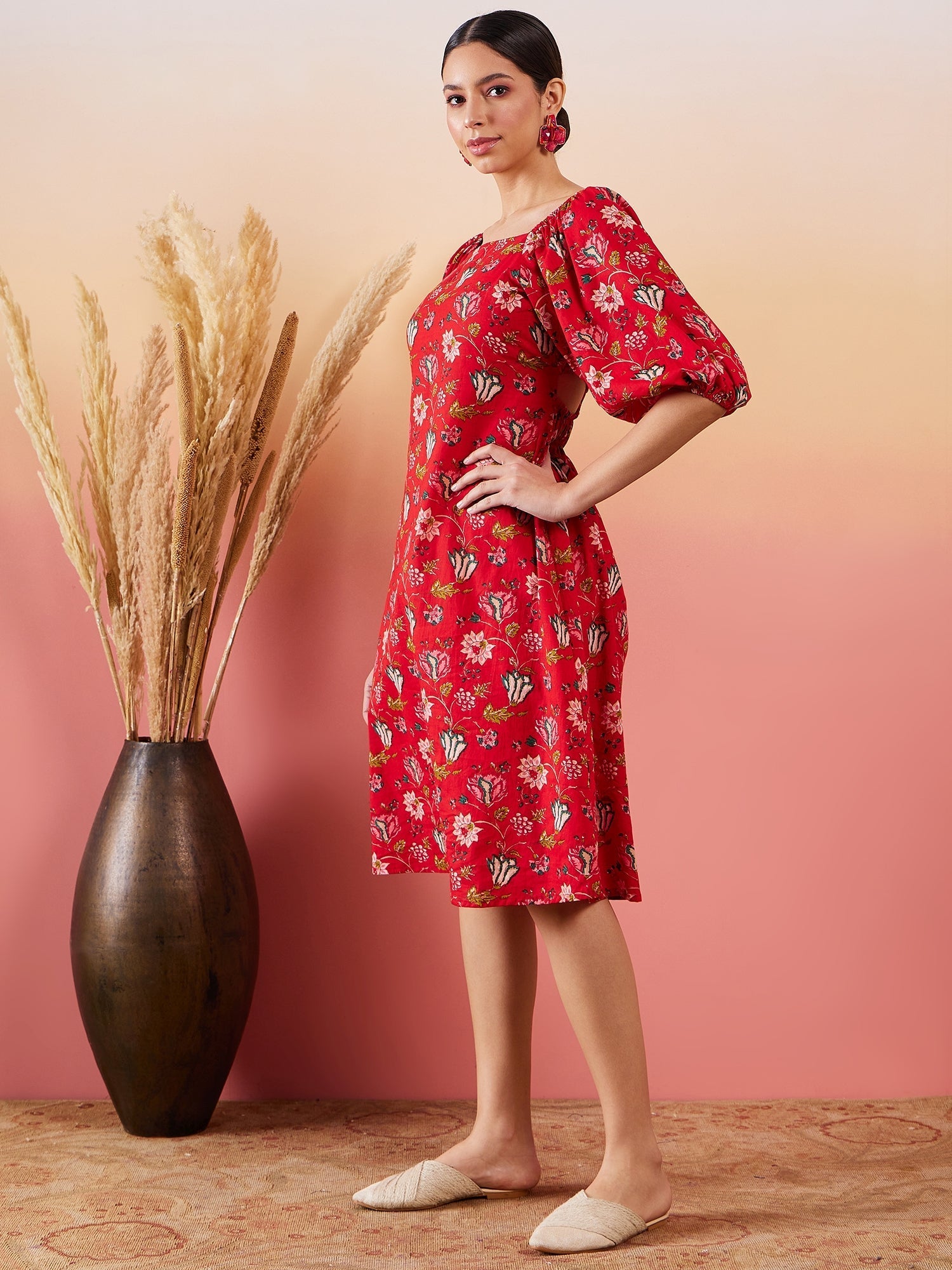 InWeave Red Bishop Sleeve Dress