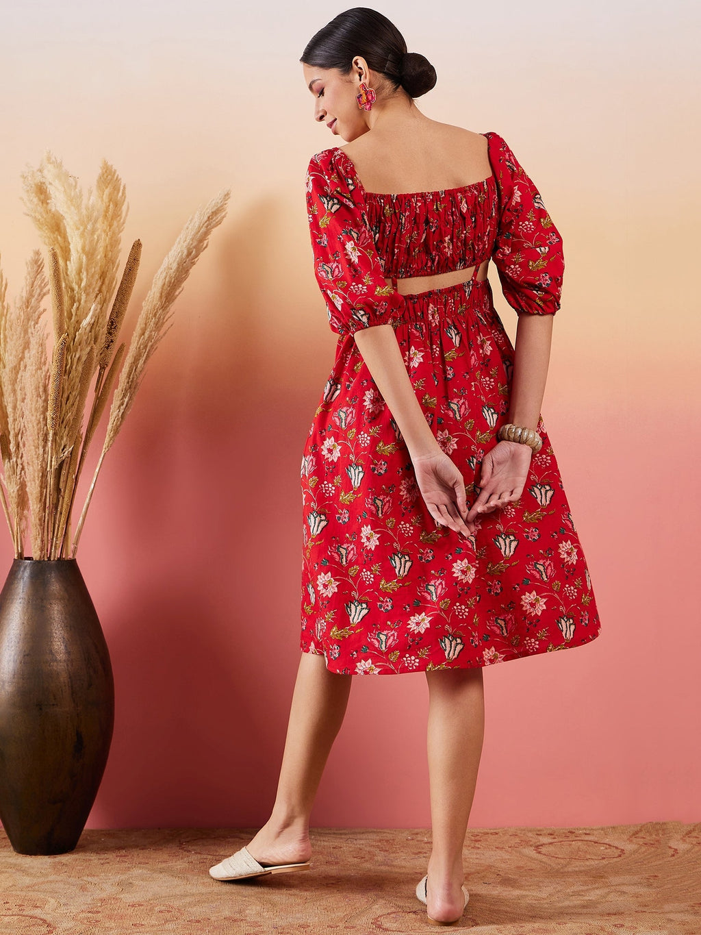 InWeave Red Bishop Sleeve Dress
