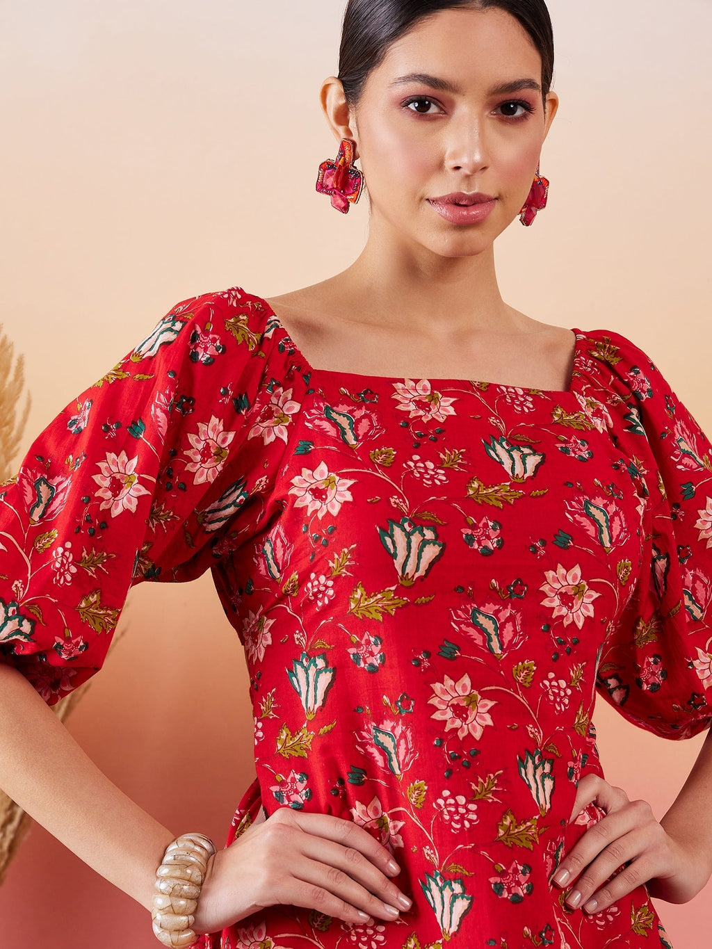 InWeave Red Bishop Sleeve Dress