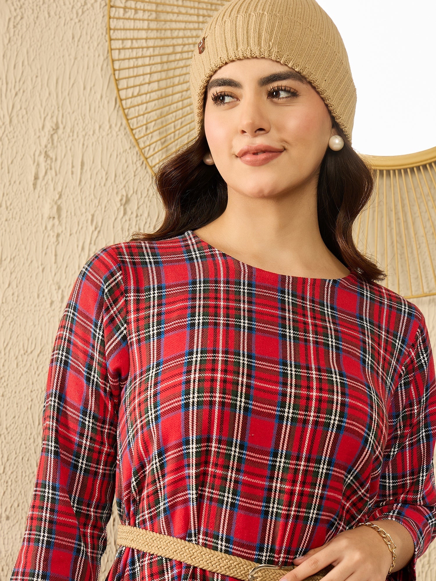 InWeave Red Green Check Dress