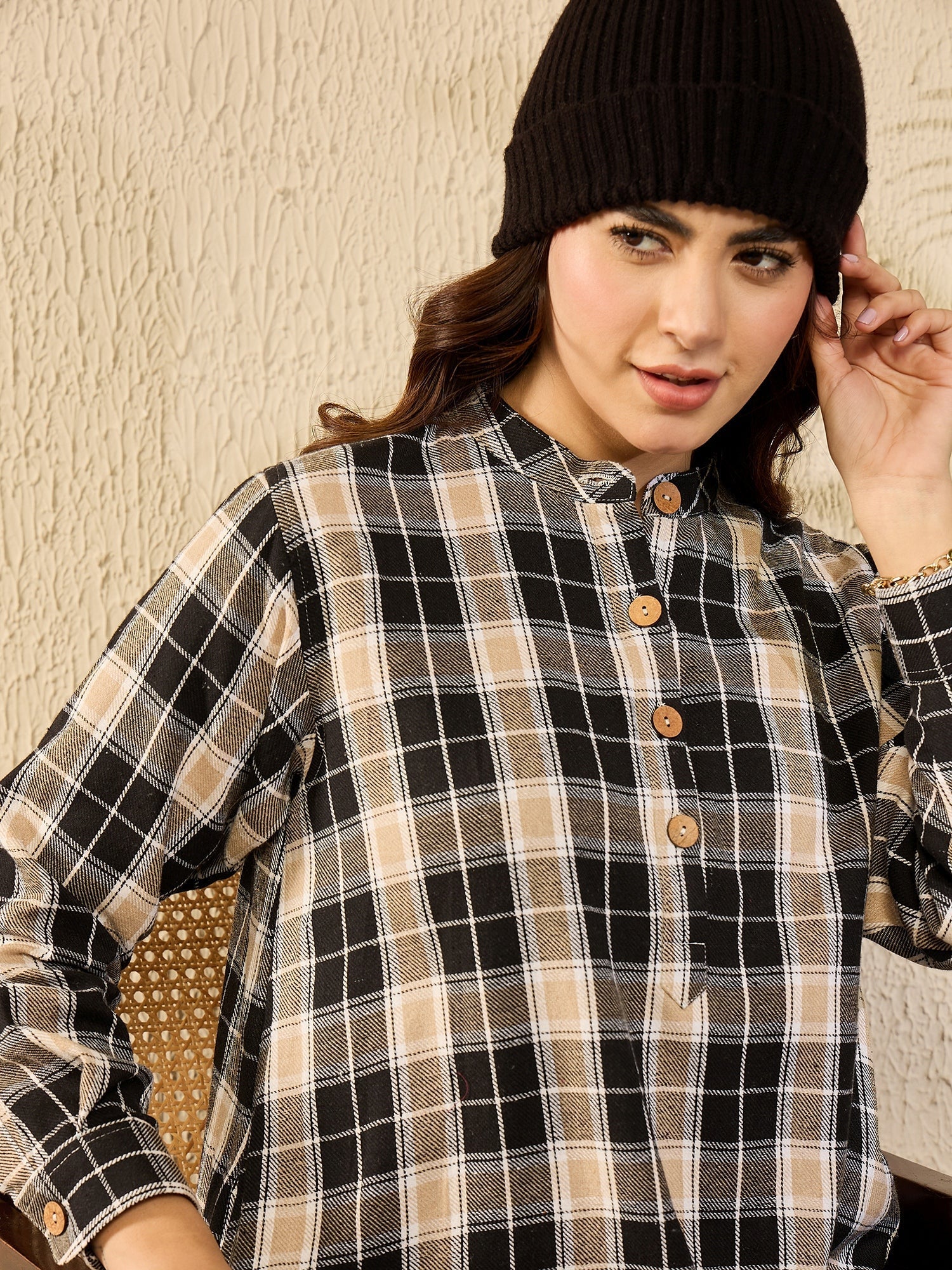 InWeave Black Beige Check Dress