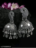 Tehzeeb Creations Women's Black Oxidised Earrings With Ghungroo