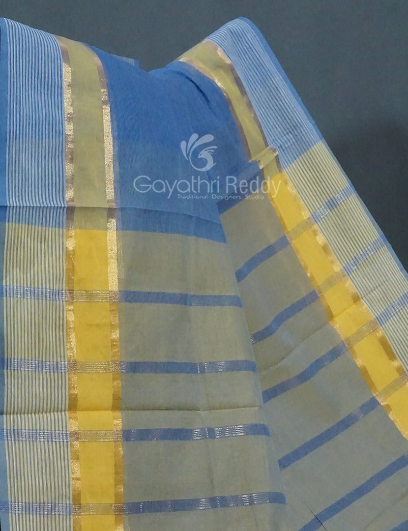 Dual Shades of Cloud Blue Pure Mangalgiri Cotton By Gayathri Reddy Designer Studio