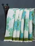 Off White Colour Block Print Crocia Mulmul Cotton Saree By Gayathri Reddy Designer Studio