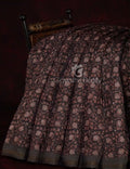 Dark Coffee Brown Colour Lotus Design Semi Chanderi Saree By Gayathri Reddy Designer Studio