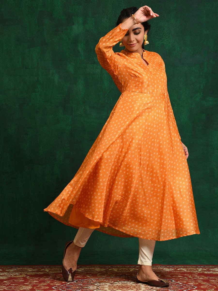 Aks Ethnic Motifs Keyhole Neck Flared Anarkali Kurta