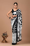 Exclusive Collection White Black Beautiful Mulmul Cotton Saree