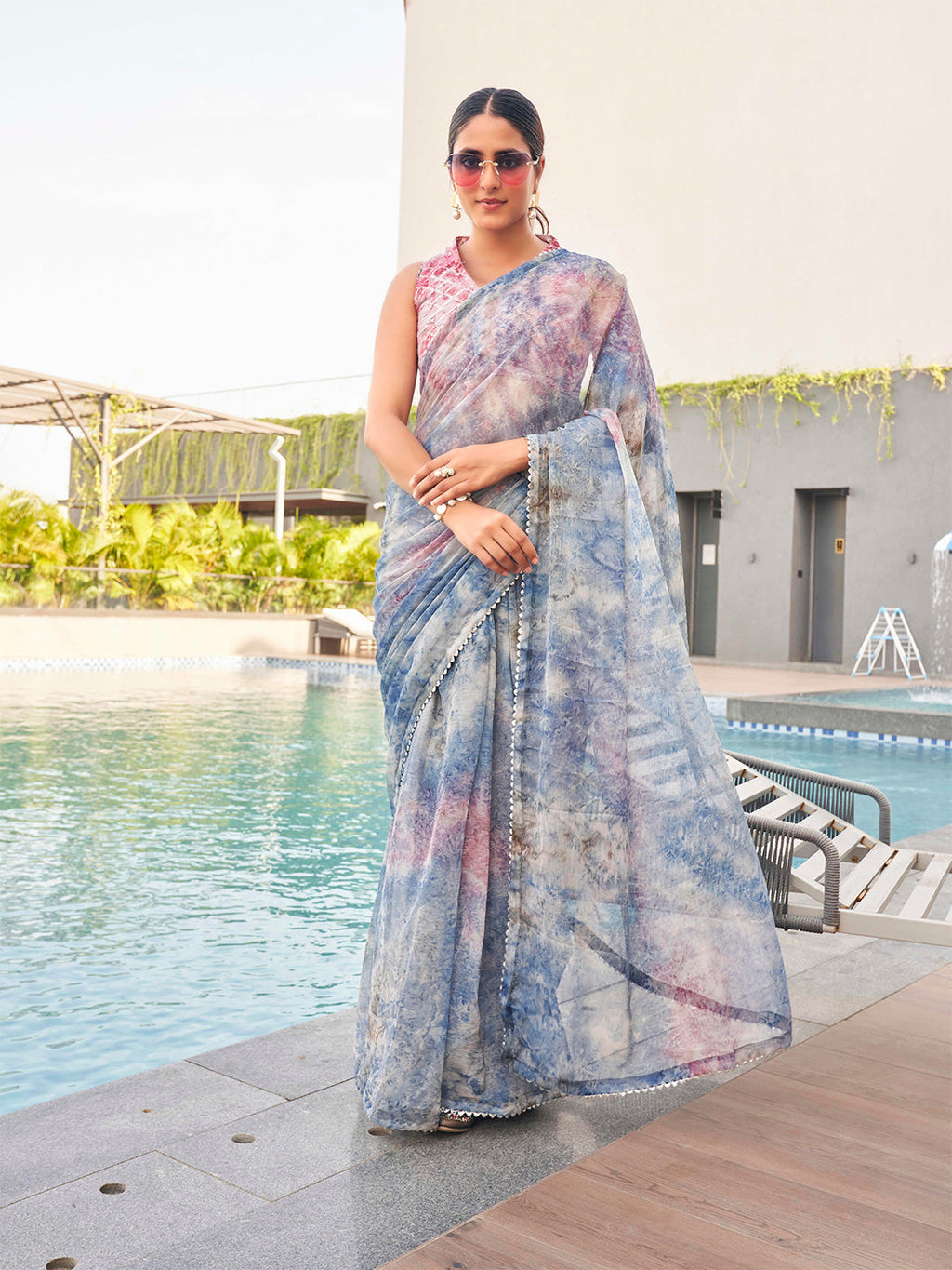 Tikhi Imli Tie and Dye Gotta Patti Chiffon Saree