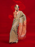 Monjolika Fashion Gray Color Weaving Silk Traditional Saree For Classic Look