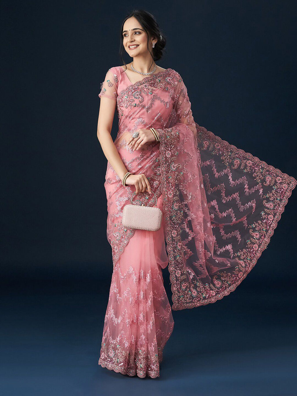 kasee Embellished Neted Sarees
