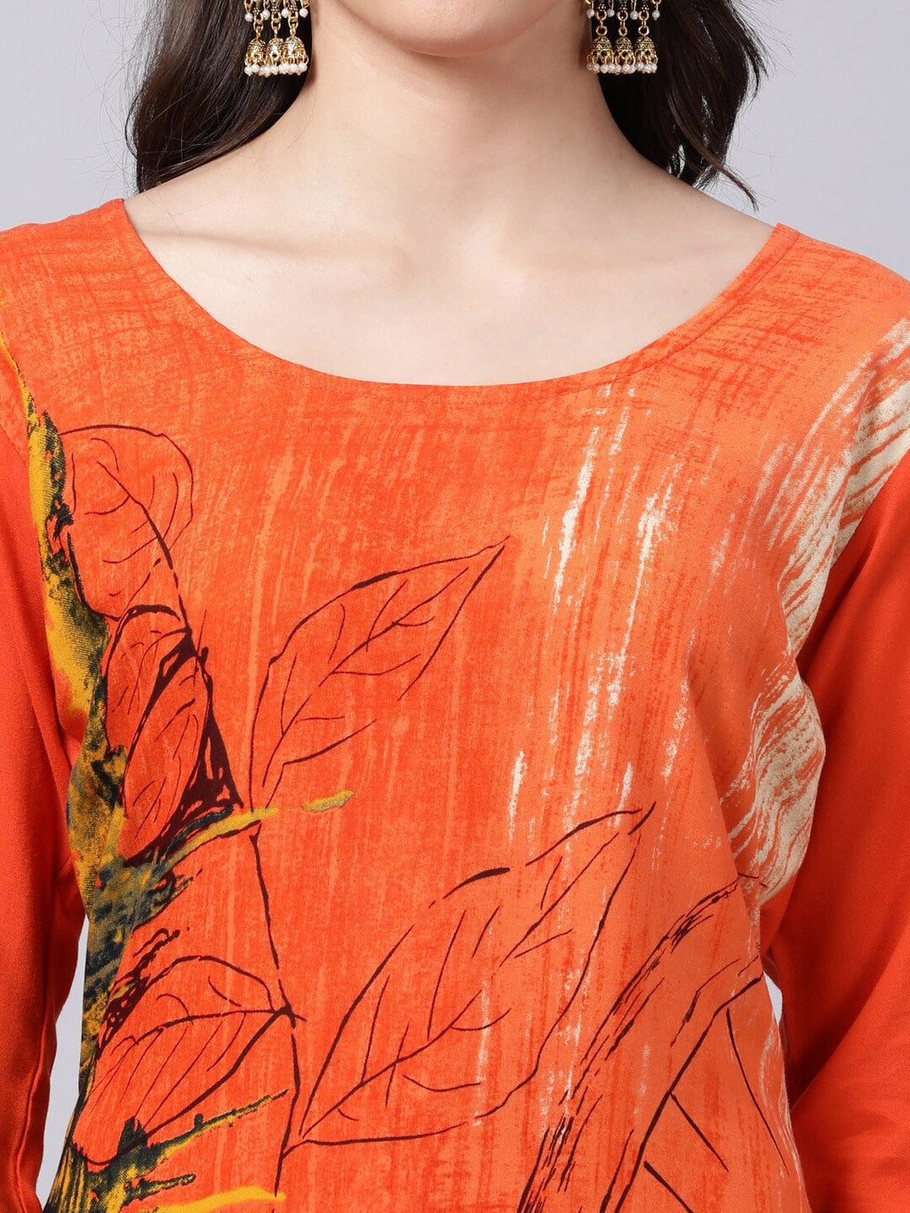 Souchii Women Orange Printed Floral Kurta